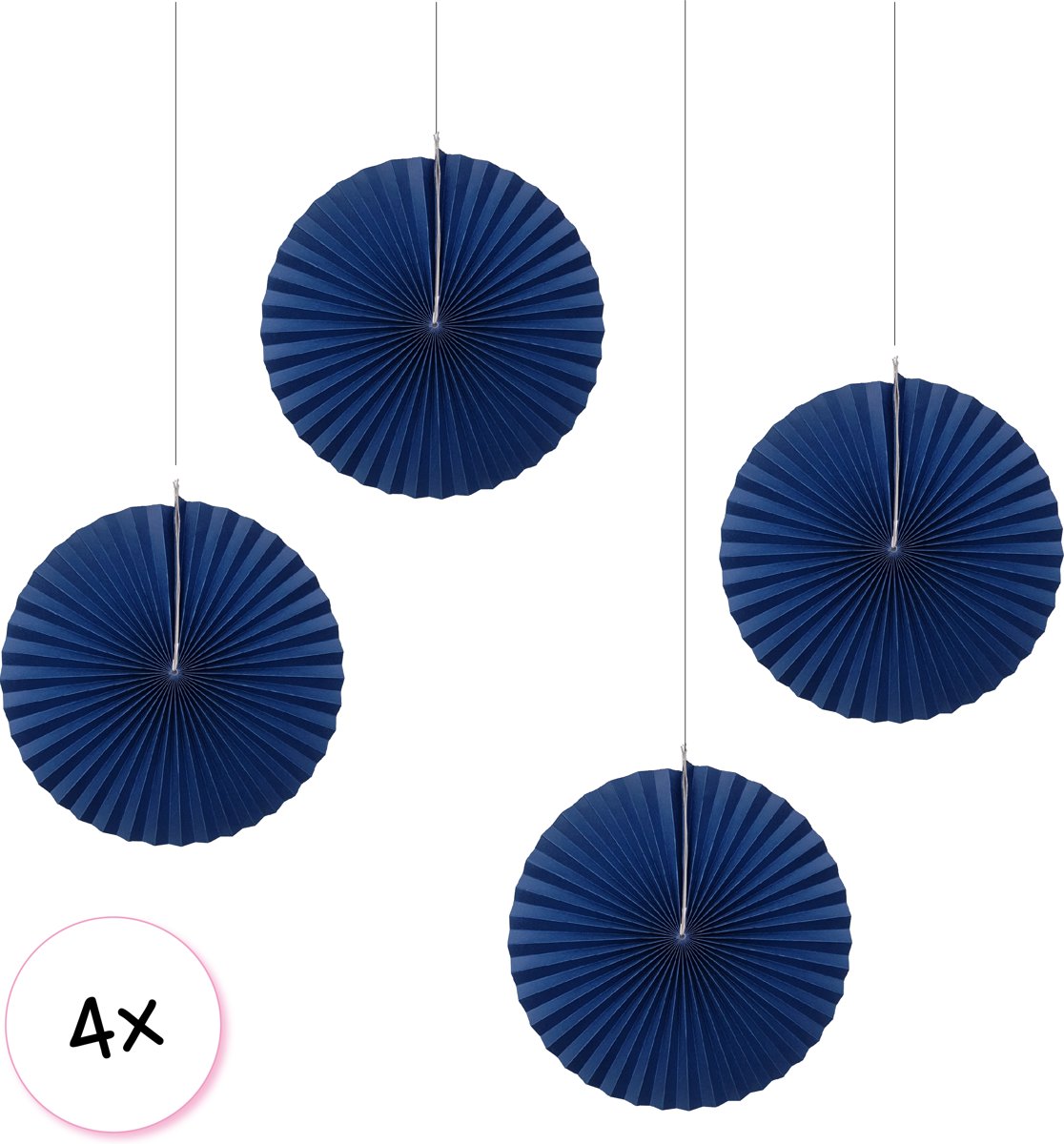 Waaiers Marine blauw 4 stuks 30 cm